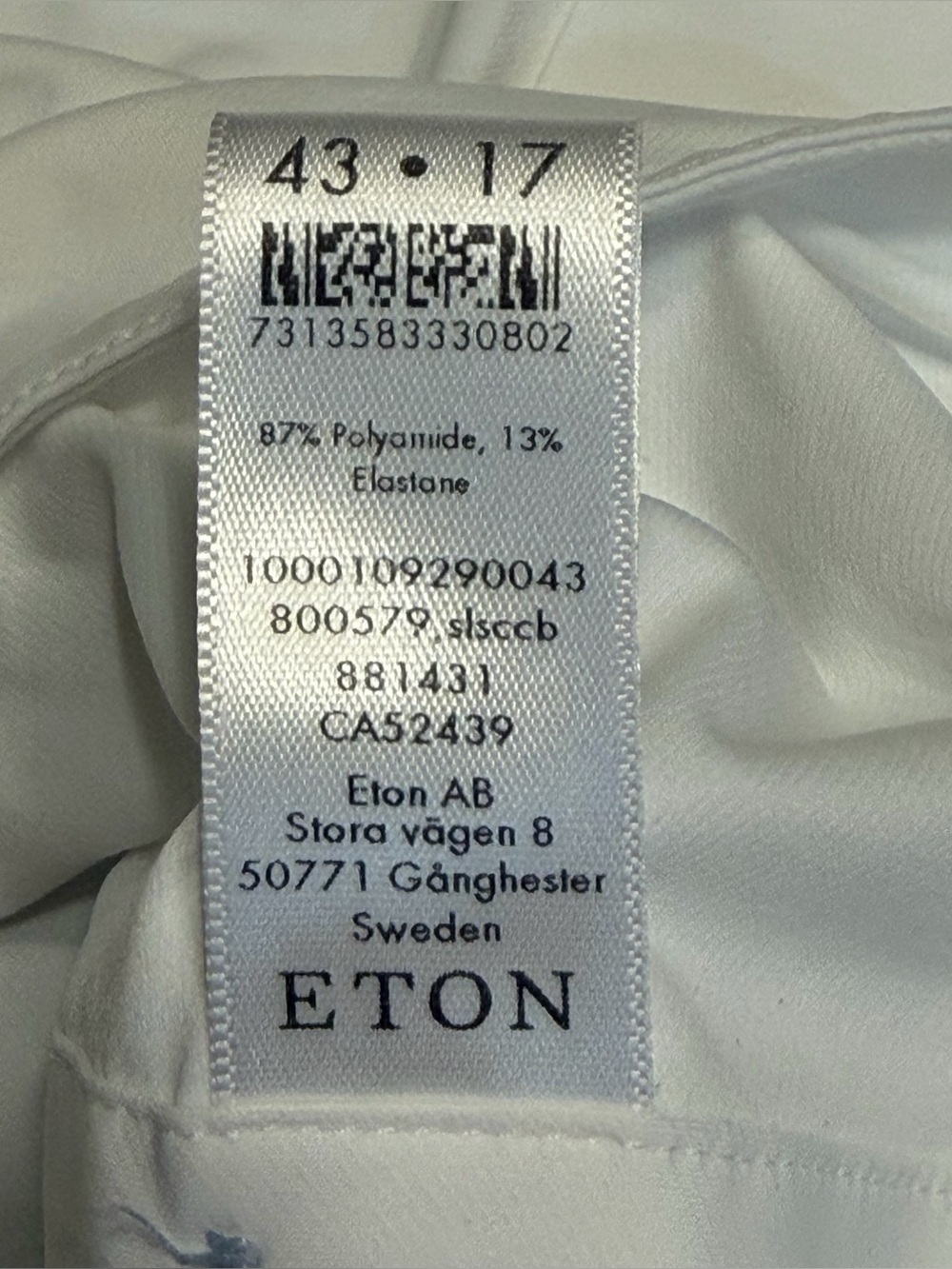 Eton Dress Shirt Mens 43-17 Slim Fit White Button Up Flip Cuff Long Sleeve - Picture 9 of 11